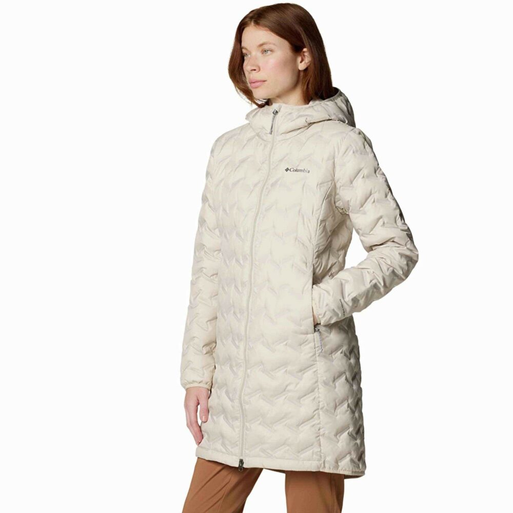 Columbia Delta Ridge II Long Down  Hooded Beige Women's Down Jacket